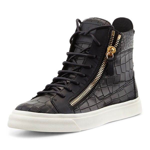 guiseppe crocodile high top sneaker